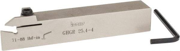 Iscar - GHG, External, Right Hand, .79" Max Depth of Cut, 0.15 to 0.19" Groove Width, Indexable Grooving Tool Holder - GI..,TIP.. Insert Compatibility, 1" Shank Height, 1" Shank Width, 6" OAL - Benchmark Tooling