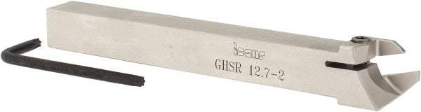 Iscar - GHS, External, Right Hand, 1" Max Depth of Cut, 0.087 to 1/8" Groove Width, Indexable Grooving Tool Holder - GIG, GIM, GIP, TIP Insert Compatibility, 1/2" Shank Height, 1/2" Shank Width, 4.72" OAL - Benchmark Tooling