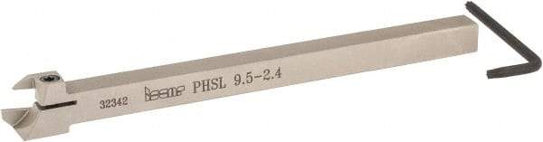 Iscar - PHS, External, Left Hand, 3/32 to 1/8" Groove Width, Indexable Grooving Tool Holder - GDMW 2.4 Insert Compatibility, 3/8" Shank Height, 3/8" Shank Width, 5-29/32" OAL - Benchmark Tooling