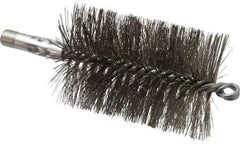 Schaefer Brush - 4-1/2" Brush Length, 3" Diam, Double Stem, Double Spiral Tube Brush - 7-1/4" Long, Stainless Steel, 1/4" NPSM Male Connection - Benchmark Tooling