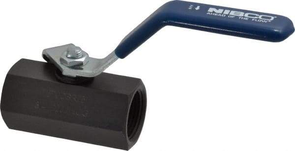 NIBCO - 3/4" Pipe, Carbon Steel Standard Ball Valve - 1 Piece, Inline - One Way Flow, FNPT x FNPT Ends, Lever Handle, 2,000 WOG - Benchmark Tooling
