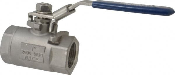 NIBCO - 1" Pipe, Standard Port, Stainless Steel Standard Ball Valve - 2 Piece, Inline - One Way Flow, FNPT x FNPT Ends, Locking Lever Handle, 2,000 WOG, 150 WSP - Benchmark Tooling