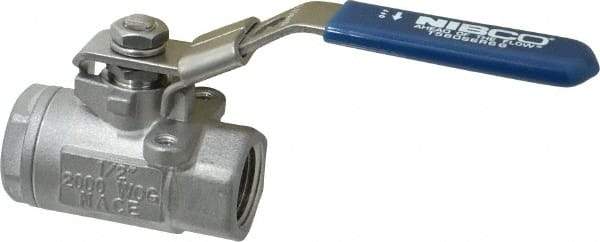 NIBCO - 1/2" Pipe, Standard Port, Stainless Steel Standard Ball Valve - 2 Piece, Inline - One Way Flow, FNPT x FNPT Ends, Locking Lever Handle, 2,000 WOG, 150 WSP - Benchmark Tooling