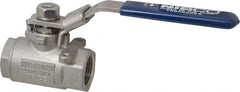 NIBCO - 3/4" Pipe, Standard Port, Stainless Steel Standard Ball Valve - 2 Piece, Inline - One Way Flow, FNPT x FNPT Ends, Locking Lever Handle, 2,000 WOG, 150 WSP - Benchmark Tooling