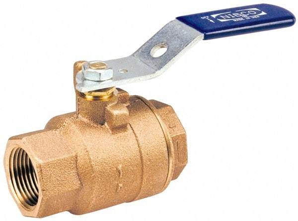 NIBCO - 3" Pipe, Standard Port, Bronze UL Listed Ball Valve - 2 Piece, Inline - One Way Flow, FNPT x FNPT Ends, Lever Handle, 600 WOG, 150 WSP - Benchmark Tooling