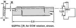 Iscar - 1.2598" Blade Height, 0.1575" Blade Width, 5.9055" OAL, Left Hand Cut, Double End Indexable Cut-Off Blade - 20mm Max Depth of Cut, SGFFH Blade - Benchmark Tooling