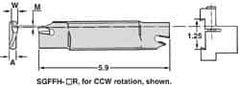 Iscar - 1.2598" Blade Height, 0.315" Blade Width, 5.9055" OAL, Right Hand Cut, Double End Indexable Cut-Off Blade - 32mm Max Depth of Cut, SGFFH Blade, Self Grip Series - Benchmark Tooling