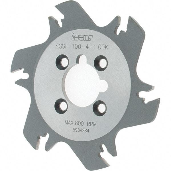 Iscar - Arbor Hole Connection, 1.04" Depth of Cut, 3.94" Cutter Diam, 1" Hole Diam, 6 Tooth Indexable Slotting Cutter - SGSF Toolholder, GSFN Insert - Benchmark Tooling