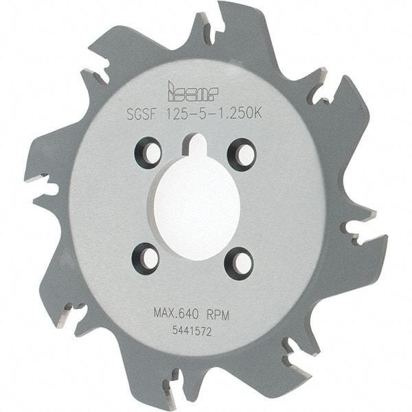 Iscar - Arbor Hole Connection, 1.36" Depth of Cut, 4.92" Cutter Diam, 1-1/4" Hole Diam, 8 Tooth Indexable Slotting Cutter - SGSF Toolholder, GSFN Insert - Benchmark Tooling