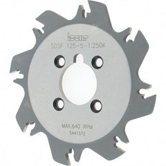 Iscar - Arbor Hole Connection, 1.36" Depth of Cut, 4.92" Cutter Diam, 1-1/4" Hole Diam, 8 Tooth Indexable Slotting Cutter - SGSF Toolholder, GSFN Insert - Benchmark Tooling