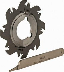 Iscar - Arbor Hole Connection, 0.049" Cutting Width, 0.7" Depth of Cut, 3" Cutter Diam, 1" Hole Diam, 8 Tooth Indexable Slotting Cutter - SGSF Toolholder, GSFN, GSFU Insert - Benchmark Tooling