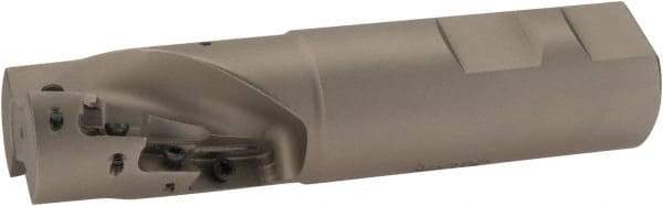 Iscar - 1" Cut Diam, 1.47" Max Depth of Cut, 1" Shank Diam, 4-1/4" OAL, Indexable Square Shoulder End Mill - AP.T 1003.. Inserts, Weldon Shank, 90° Lead Angle, Series Helimill - Benchmark Tooling