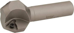 Iscar - 60° Lead Angle, 1.56" Max Cut Diam, 1" Min Cut Diam, 0.48" Max Depth of Cut, Indexable Chamfer and Angle End Mill - 3.54" Overall Length, Straight Shank - Benchmark Tooling