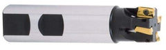 Iscar - 0.44" Cut Diam, 0.394" Max Depth of Cut, 5/8" Shank Diam, 3-1/4" OAL, Indexable Square Shoulder End Mill - AP..1003.., HM90 AP..1003.. Inserts, Weldon Shank, 90° Lead Angle, Series Heli2000 - Benchmark Tooling