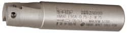 Iscar - 3/4" Cut Diam, 0.394" Max Depth of Cut, 3/4" Shank Diam, 3.38" OAL, Indexable Square Shoulder End Mill - AP..1003.., HM90 AP..1003.. Inserts, Weldon Shank, 90° Lead Angle, Series Heli2000 - Benchmark Tooling