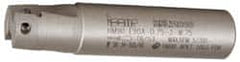Iscar - 3/4" Cut Diam, 0.394" Max Depth of Cut, 3/4" Shank Diam, 3.38" OAL, Indexable Square Shoulder End Mill - AP..1003.., HM90 AP..1003.. Inserts, Weldon Shank, 90° Lead Angle, Series Heli2000 - Benchmark Tooling