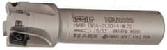 Iscar - 1" Cut Diam, 0.394" Max Depth of Cut, 3/4" Shank Diam, 3.38" OAL, Indexable Square Shoulder End Mill - AP..1003.., HM90 AP..1003.. Inserts, Weldon Shank, 90° Lead Angle, Series Heli2000 - Benchmark Tooling
