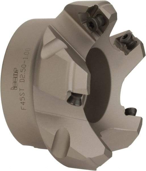Iscar - 2-1/2" Cut Diam, 1" Arbor Hole, 0.26" Max Depth of Cut, 45° Indexable Chamfer & Angle Face Mill - 5 Inserts, SE.. 1204...\xB6SE.. 12T3.. Insert, Right Hand Cut, 5 Flutes, Series F45ST - Benchmark Tooling