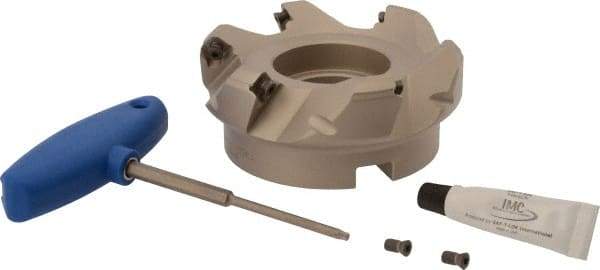 Iscar - 4" Cut Diam, 1-1/2" Arbor Hole, 0.26" Max Depth of Cut, 45° Indexable Chamfer & Angle Face Mill - 6 Inserts, SEK/MT 12... Insert, Right Hand Cut, 6 Flutes, Series F45ST - Benchmark Tooling