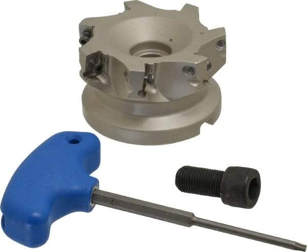 Iscar - 7 Inserts, 3" Cut Diam, 1" Arbor Diam, 0.56" Max Depth of Cut, Indexable Square-Shoulder Face Mill - 0/90° Lead Angle, 1-3/4" High, AD..1505.. & HM90 AD..1505.. Insert Compatibility, Series HM90 - Benchmark Tooling