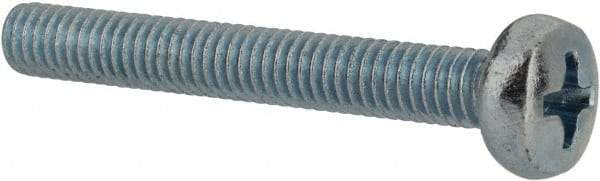 Value Collection - M4x0.70, 30mm Length Under Head Phillips Drive Machine Screw - Pan Head, Grade 4.8 Steel, Zinc-Plated Finish, Without Washer - Benchmark Tooling