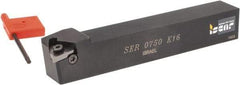 Iscar - External Thread, Right Hand Cut, 3/4" Shank Width x 3/4" Shank Height Indexable Threading Toolholder - 5" OAL, K 16 Insert Compatibility, SE Toolholder, Series SER - Benchmark Tooling