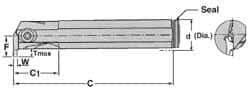 Iscar - TGI, Internal, Right Hand, 0.72" Max Depth of Cut, 0.236 to 1/4" Groove Width, Indexable Grooving Tool Holder - TGMF Insert Compatibility, 1-1/2" Shank Width, 11.8" OAL, Through Coolant - Benchmark Tooling