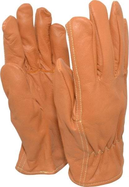 PIP - Size L (9) Grain Goatskin General Protection Work Gloves - For Work & Driver, Uncoated, Slip-On Cuff, Full Fingered, Tan, Paired - Benchmark Tooling