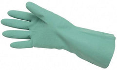 MCR Safety - Size L (9), 13" Long, 15 mil Thick, Supported, Nitrile Chemical Resistant Gloves - Textured Finish, Cotton Lined, Straight Cuff, Green, FDA Approved - Benchmark Tooling