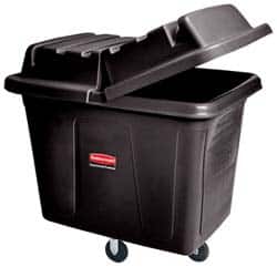 Rubbermaid - 600 Lb Load Capacity, 20 Cu Ft, Polyethylene Cube Truck - 34-1/8" Wide x 48" Long x 36-1/2" High, Black - Benchmark Tooling