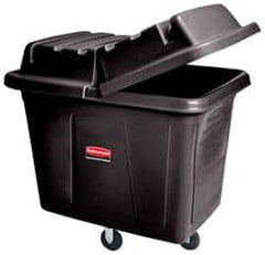 Rubbermaid - 300 Lb Load Capacity, 8 Cu Ft, Polyethylene Cube Truck - 26" Wide x 38" Long x 28-1/8" High, Black - Benchmark Tooling