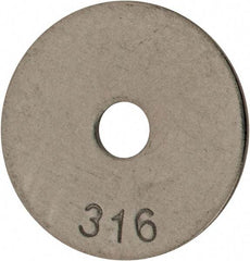 Value Collection - #10 Screw, Grade 316 Stainless Steel Fender Flat Washer - 13/64" ID x 1" OD, 0.04" Thick, Plain Finish - Benchmark Tooling
