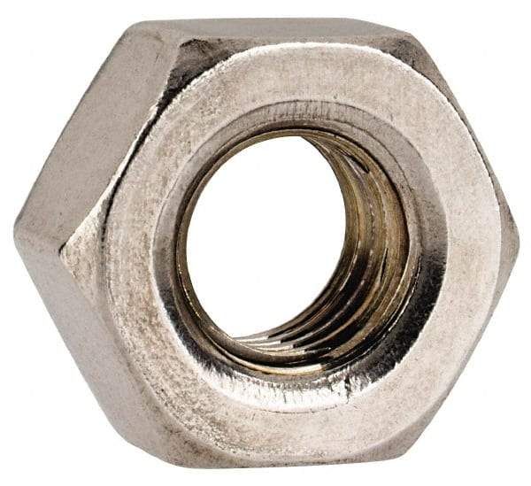 Value Collection - 1/4-28 UNF Stainless Steel Right Hand Hex Nut - 7/16" Across Flats, 3/16" High, Uncoated - Benchmark Tooling