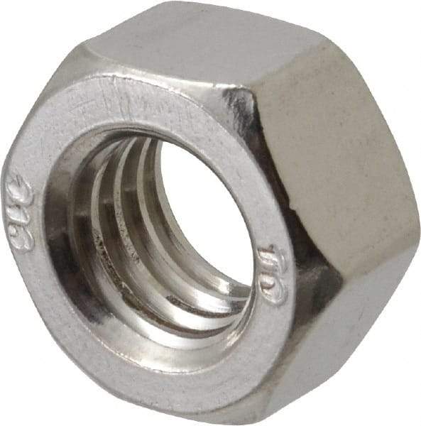 Value Collection - 7/16-14 UNC Stainless Steel Right Hand Hex Nut - 11/16" Across Flats, 3/8" High, Uncoated - Benchmark Tooling