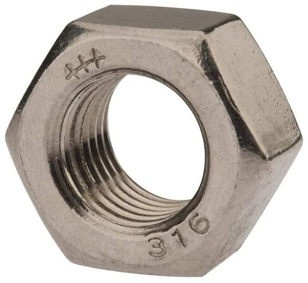 Value Collection - 7/16-20 UNF Stainless Steel Right Hand Hex Nut - 11/16" Across Flats, 3/8" High, Uncoated - Benchmark Tooling