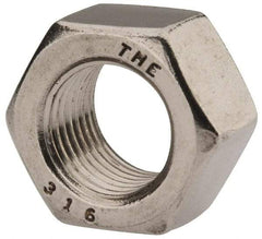 Value Collection - 1/2-20 UNF Stainless Steel Right Hand Hex Nut - 3/4" Across Flats, 7/16" High, Uncoated - Benchmark Tooling