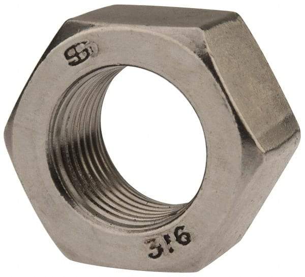 Value Collection - 5/8-18 UNF Stainless Steel Right Hand Hex Nut - 15/16" Across Flats, 35/64" High, Uncoated - Benchmark Tooling