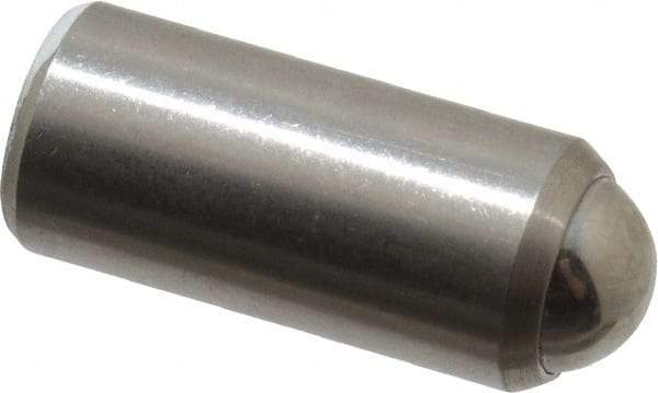 Gibraltar - 11/16" Body Length x 5/16" Body Diam, 2 Lb Init to 5 Lb Final End Force, Stainless Steel Press Fit Ball Plunger - 1/4" Ball Diam, 0.09" Max Ball Reach, +0.0010; +0.0020" Tolerance - Benchmark Tooling