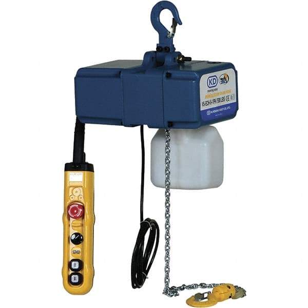 Vestil - 1/4 Ton Capacity, 0 to 49 FPM Lift Speed, 220 Volt, Electric Chain Hoist - 0.5 Output hp, 13' Max Lift - Benchmark Tooling