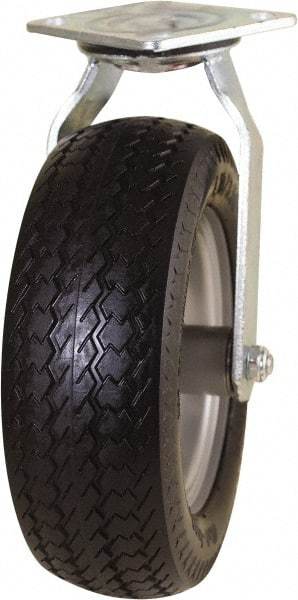 Marathon Industries - 10" Diam x 3-19/64" Wide x 12" OAH Top Plate Mount Swivel Caster - Polyurethane, 300 Lb Capacity, 4 x 4-1/2" Plate - Benchmark Tooling