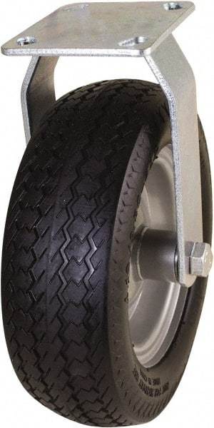 Marathon Industries - 10" Diam x 3-19/64" Wide x 12" OAH Top Plate Mount Rigid Caster - Polyurethane, 300 Lb Capacity, 4 x 4-1/2" Plate - Benchmark Tooling