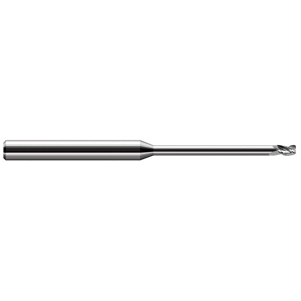 Corner Radius End Mill: 1/8″ Dia, 3/16″ LOC, 0.005″ Radius, 3 Flutes, Solid Carbide 3″ OAL, 1/8″ Shank Dia, 30 ° Helix, Bright/Uncoated, Corner Radius End