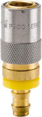 Parker - Nonthreaded Brass Hydraulic Hose Push-Lok Hose Barb Coupler & Straight Fitting - 200 psi, 6 GPM, 1/2" Hose Diam, Series Moldmate - Benchmark Tooling