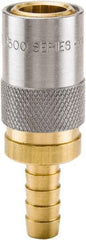 Parker - Nonthreaded Brass Hydraulic Hose Hose Barb Coupler & Straight Fitting - 200 psi, 3 GPM, 3/8" Hose Diam, Series Moldmate - Benchmark Tooling