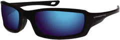CrossFire - Blue Mirror Lenses, Framed Safety Glasses - Scratch Resistant, Metallic Blue Frame, Size Universal, Wrap Around - Benchmark Tooling