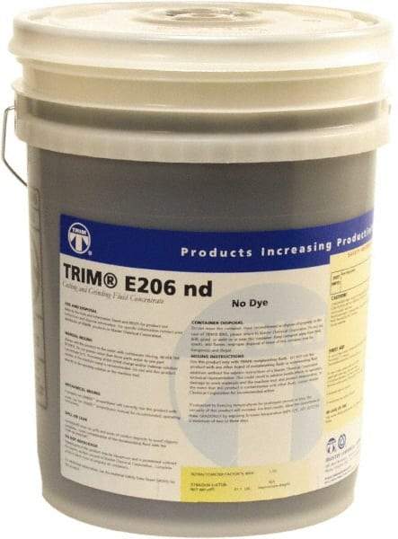 Master Fluid Solutions - Trim E206 nd, 5 Gal Pail Cutting & Grinding Fluid - Water Soluble, For Cutting, Grinding - Benchmark Tooling