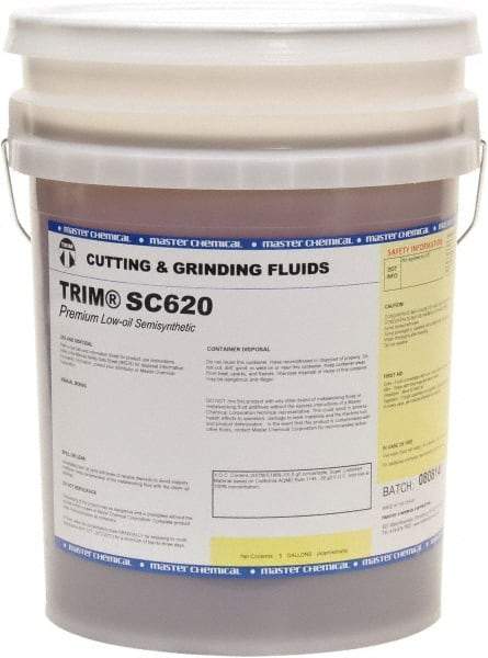 Master Fluid Solutions - Trim SC620, 5 Gal Pail Cutting & Grinding Fluid - Semisynthetic, For Cutting, Grinding - Benchmark Tooling