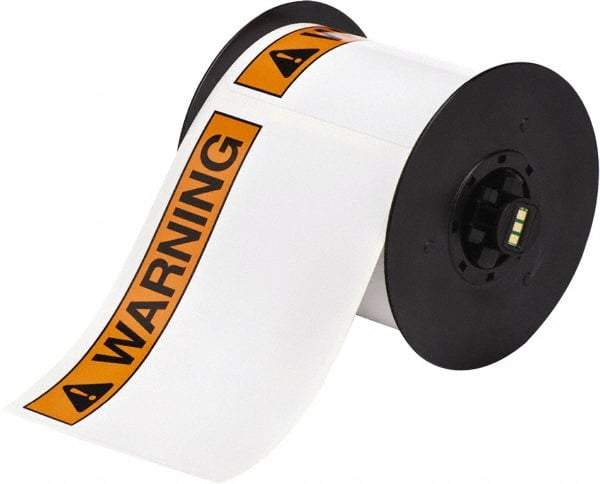 Brady - 6" Wide x 6" Long, Orange & Black on White Vinyl Tape - For BBP30 Label Printer, BBP33 Label Printer, BBP35 Multicolor Sign & Label Printer, BBP37 Color & Cut Sign & Label Printer, BradyPrinter S3100, BBP31 Sign & Label Printer - Benchmark Tooling