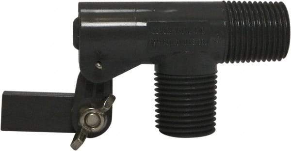Control Devices - 1/2" Pipe, PVC, Angle Pattern-Double Seat, Mechanical Float Valve - 100 psi, MNPT End Connections - Benchmark Tooling