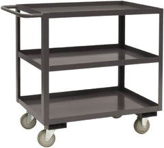 Durham - 1,200 Lb Capacity, 18" Wide x 36" Long x 37-5/8" High Service Cart - 3 Shelf, Steel, 2 Rigid/2 Swivel Casters - Benchmark Tooling